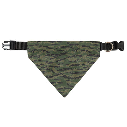 Green Tiger Stripe Camouflage Print Over The Collar Dog Bandana
