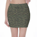 Green Tiger Stripe Camouflage Print Pencil Mini Skirt