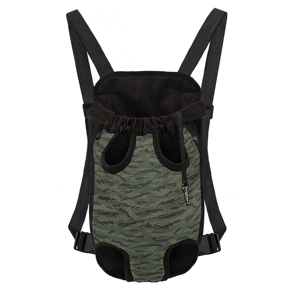 Green Tiger Stripe Camouflage Print Pet Carrier Backpack