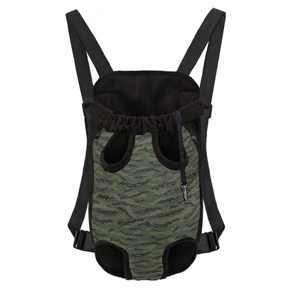 Green Tiger Stripe Camouflage Print Pet Carrier Backpack