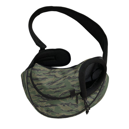 Green Tiger Stripe Camouflage Print Pet Sling Carrier