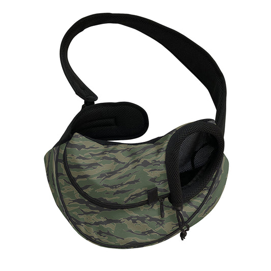 Green Tiger Stripe Camouflage Print Pet Sling Carrier