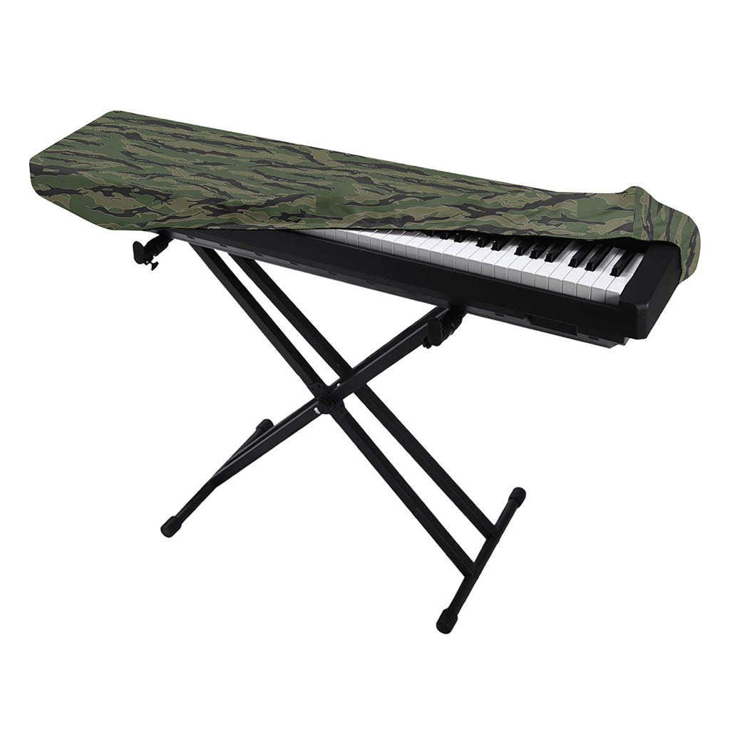 Green Tiger Stripe Camouflage Print Piano Keyboard Cover