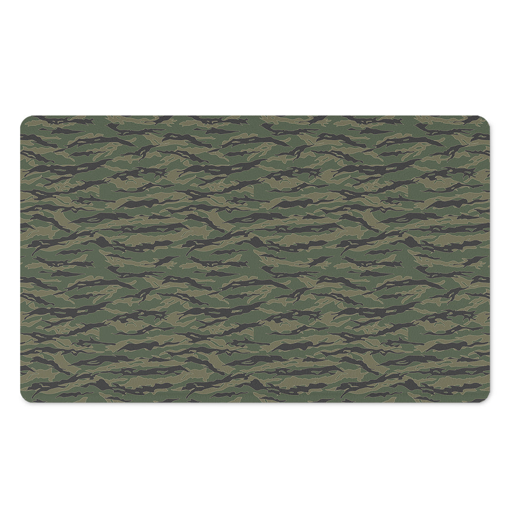 Green Tiger Stripe Camouflage Print Polyester Doormat