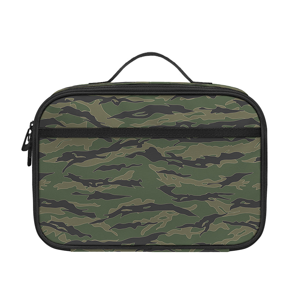 Green Tiger Stripe Camouflage Print Portable Lunch Bag