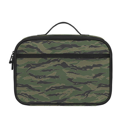 Green Tiger Stripe Camouflage Print Portable Lunch Bag
