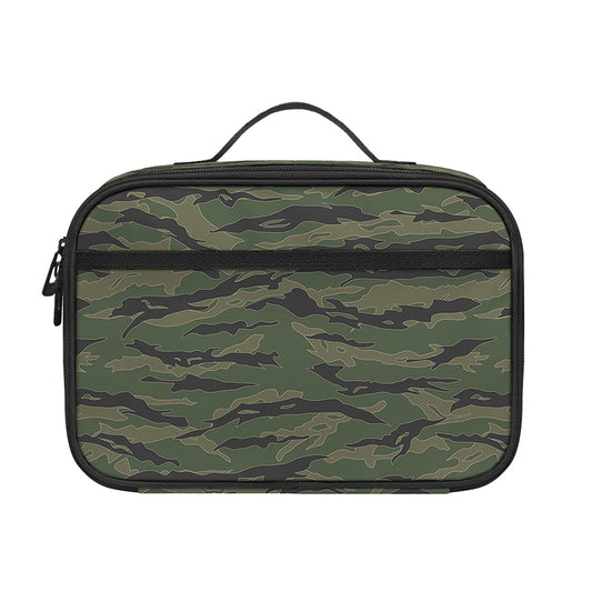 Green Tiger Stripe Camouflage Print Portable Lunch Bag