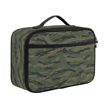 Green Tiger Stripe Camouflage Print Portable Lunch Bag