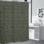 Green Tiger Stripe Camouflage Print Premium Shower Curtain