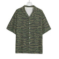 Green Tiger Stripe Camouflage Print Rayon Hawaiian Shirt