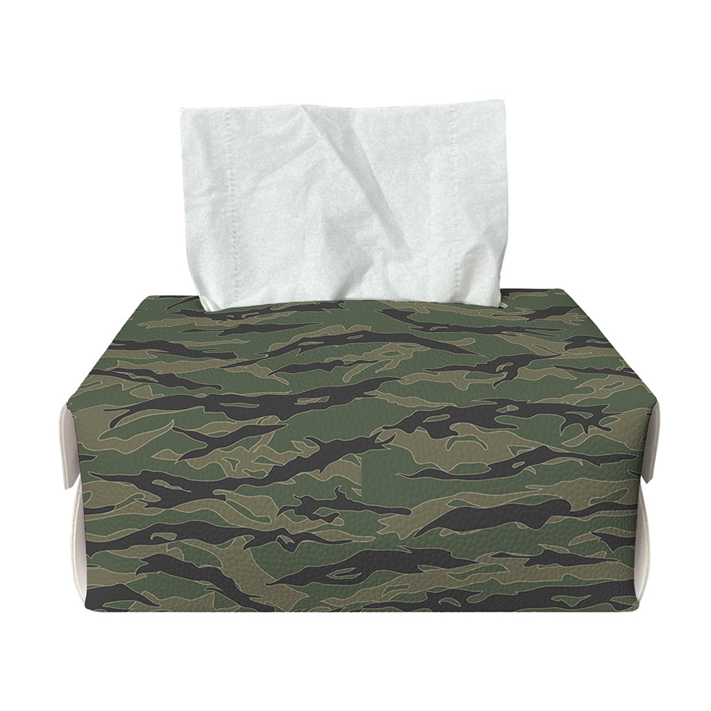 Green Tiger Stripe Camouflage Print Rectangle Tissue Box Cover