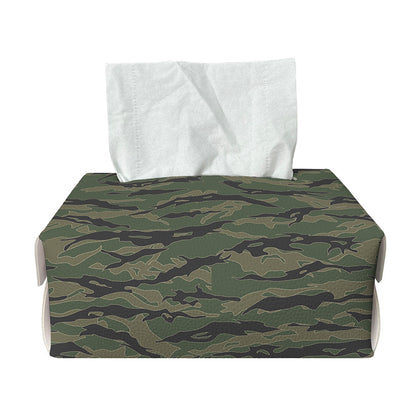Green Tiger Stripe Camouflage Print Rectangle Tissue Box Cover