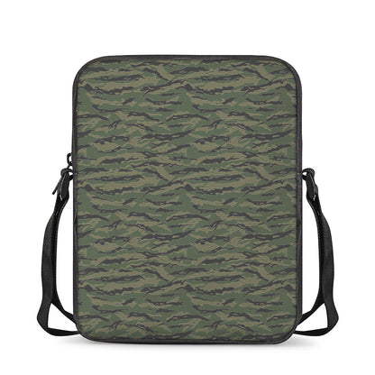 Green Tiger Stripe Camouflage Print Rectangular Crossbody Bag