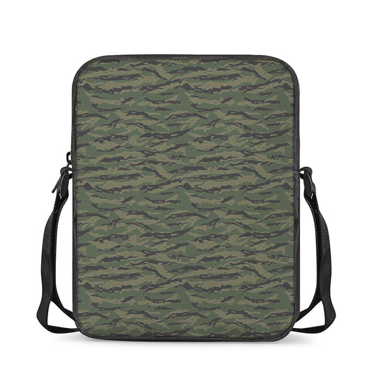 Green Tiger Stripe Camouflage Print Rectangular Crossbody Bag
