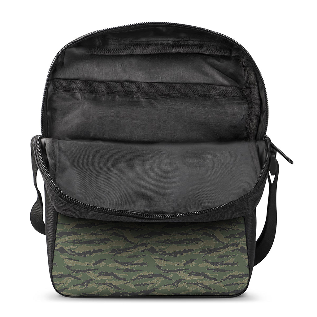 Green Tiger Stripe Camouflage Print Rectangular Crossbody Bag