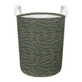 Green Tiger Stripe Camouflage Print Round Laundry Basket