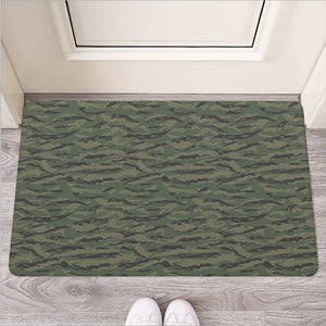 Green Tiger Stripe Camouflage Print Rubber Doormat