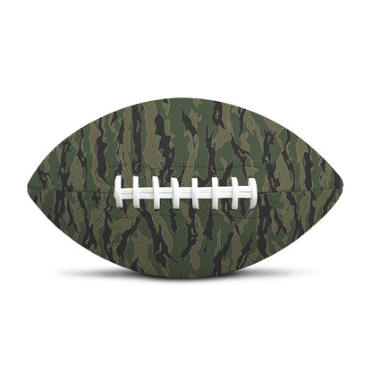 Green Tiger Stripe Camouflage Print Rugby Ball