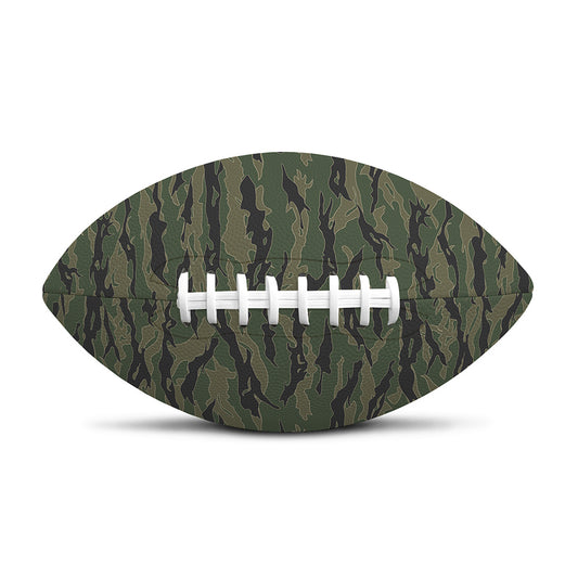 Green Tiger Stripe Camouflage Print Rugby Ball