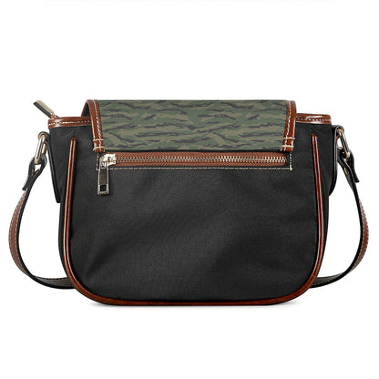 Green Tiger Stripe Camouflage Print Saddle Bag