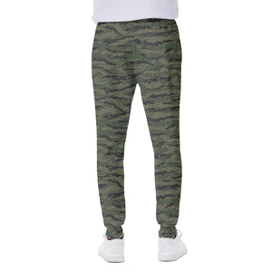 Green Tiger Stripe Camouflage Print Scuba Joggers