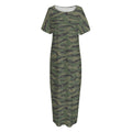 Green Tiger Stripe Camouflage Print Short Sleeve Long Nightdress