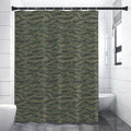 Green Tiger Stripe Camouflage Print Shower Curtain