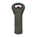 Green Tiger Stripe Camouflage Print Single Neoprene Wine Tote