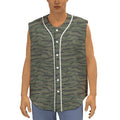 Green Tiger Stripe Camouflage Print Sleeveless Baseball Jersey