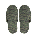 Green Tiger Stripe Camouflage Print Slippers