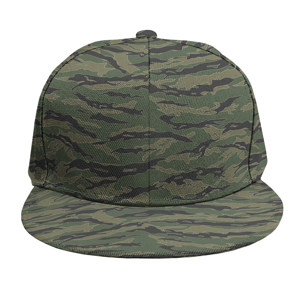 Green Tiger Stripe Camouflage Print Snapback Cap