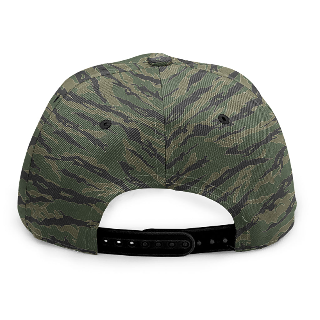 Green Tiger Stripe Camouflage Print Snapback Cap