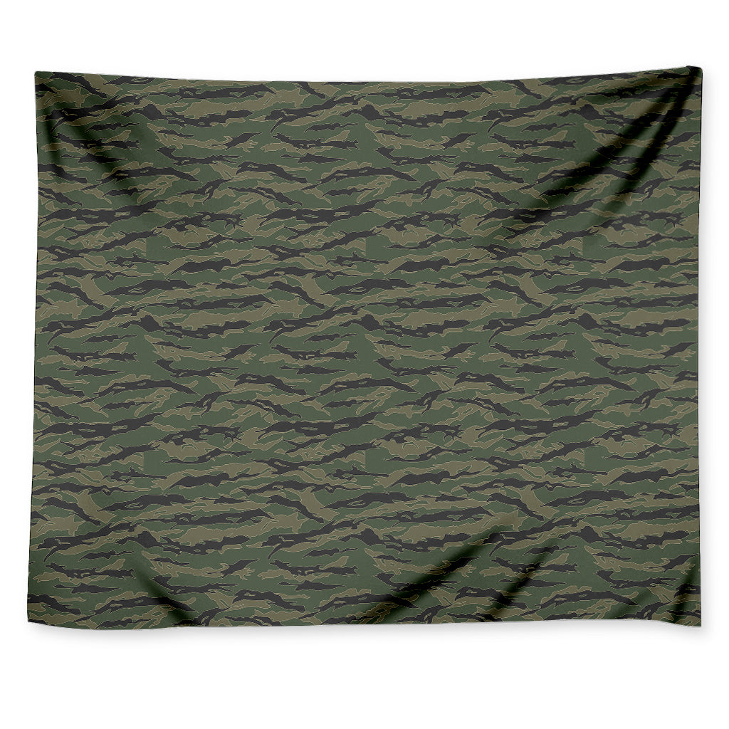 Green Tiger Stripe Camouflage Print Tapestry