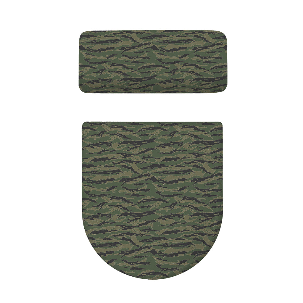 Green Tiger Stripe Camouflage Print Toilet Lid And Tank Cover Set