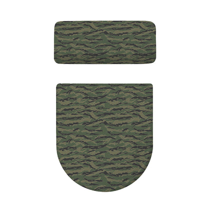 Green Tiger Stripe Camouflage Print Toilet Lid And Tank Cover Set