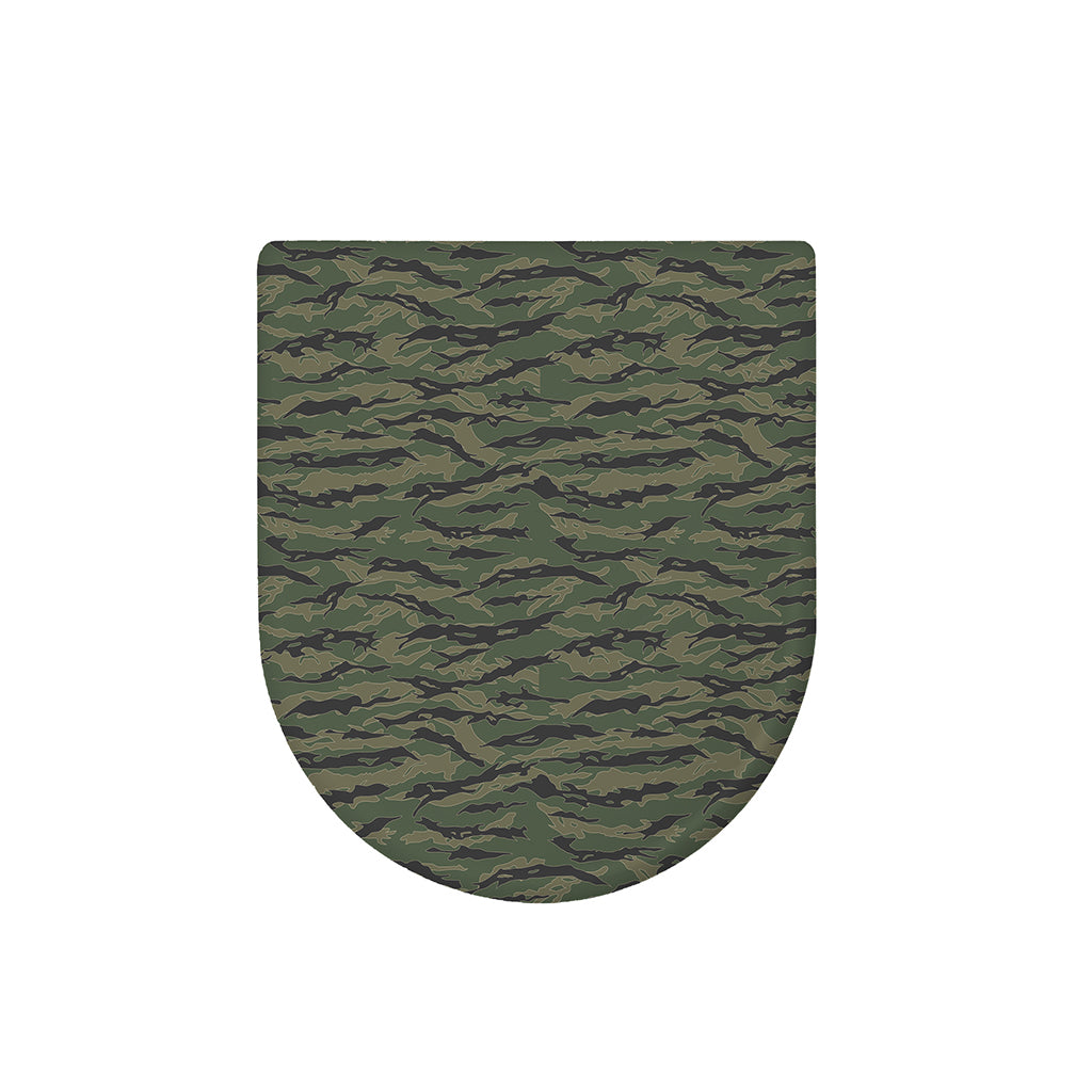 Green Tiger Stripe Camouflage Print Toilet Lid Cover