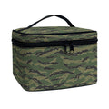 Green Tiger Stripe Camouflage Print Travel Makeup Bag
