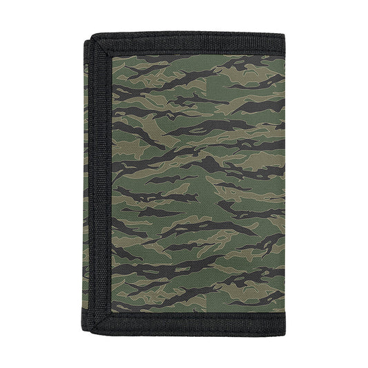 Green Tiger Stripe Camouflage Print Trifold Wallet
