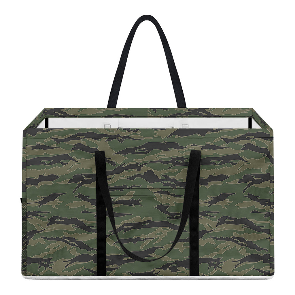Green Tiger Stripe Camouflage Print Utility Tote Bag