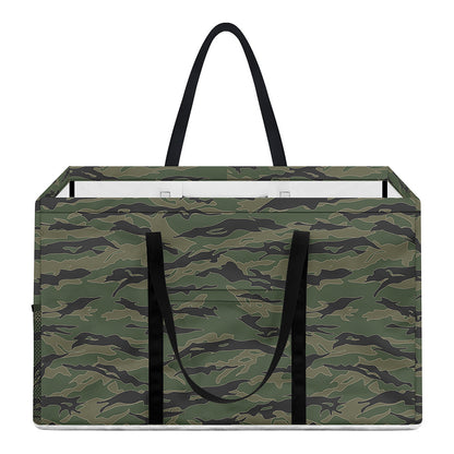 Green Tiger Stripe Camouflage Print Utility Tote Bag