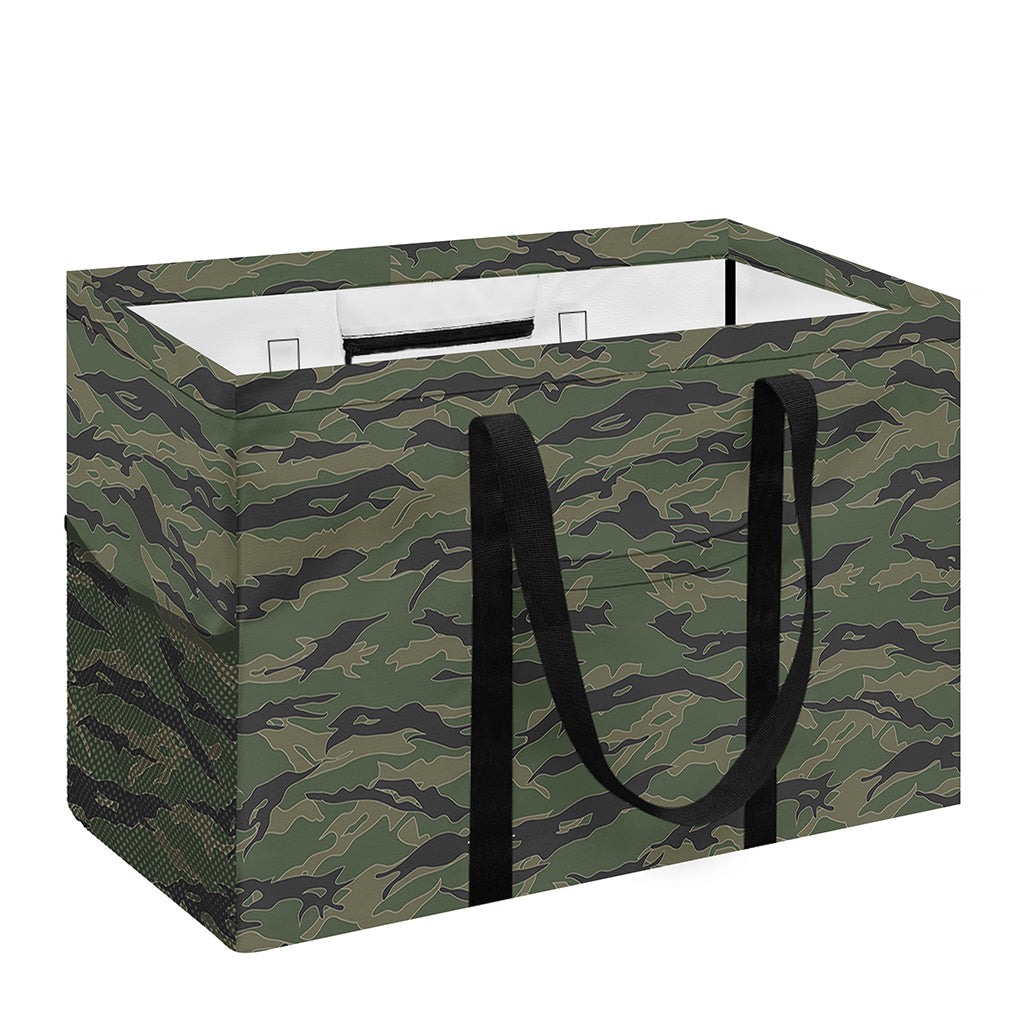 Green Tiger Stripe Camouflage Print Utility Tote Bag