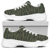 Green Tiger Stripe Camouflage Print White Chunky Shoes