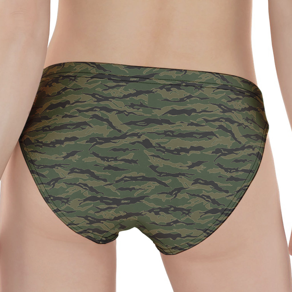 Green Tiger Stripe Camouflage Print Women's Panties