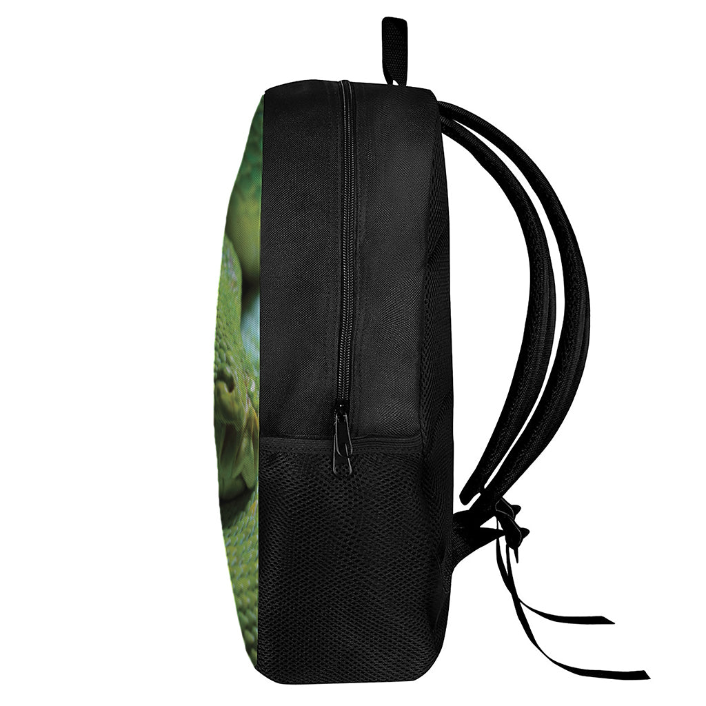 Green Tree Python Snake Print 17 Inch Backpack