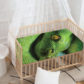 Green Tree Python Snake Print Baby Crib Sheet