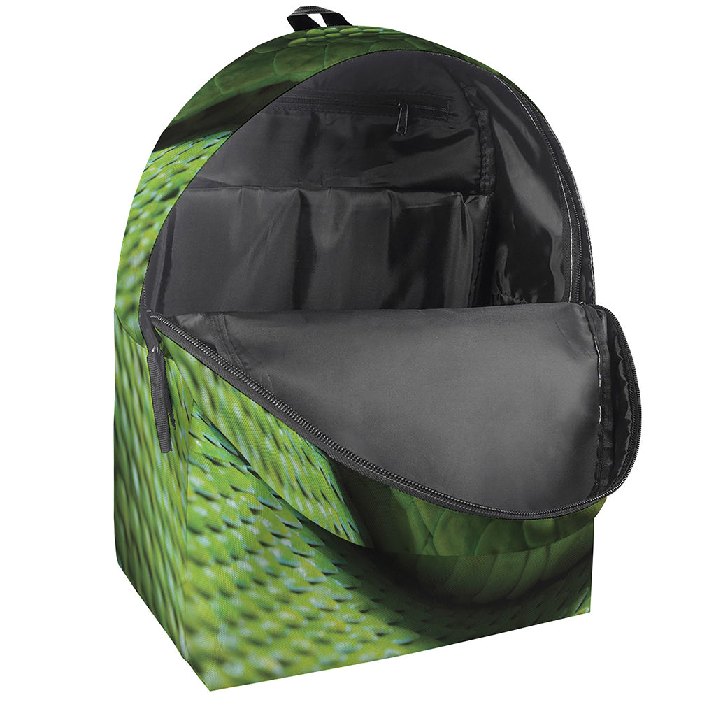 Green Tree Python Snake Print Backpack