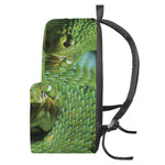 Green Tree Python Snake Print Backpack