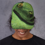 Green Tree Python Snake Print Baseball Cap