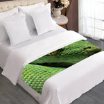 Green Tree Python Snake Print Bed Runner