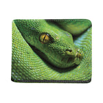 Green Tree Python Snake Print Bifold Wallet